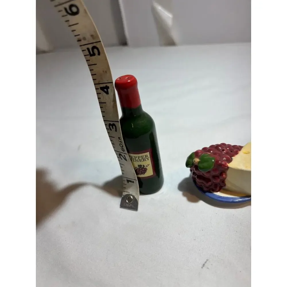 Vintage Ceramic Wine Bottle and Cheese Salt and Pepper Shakers